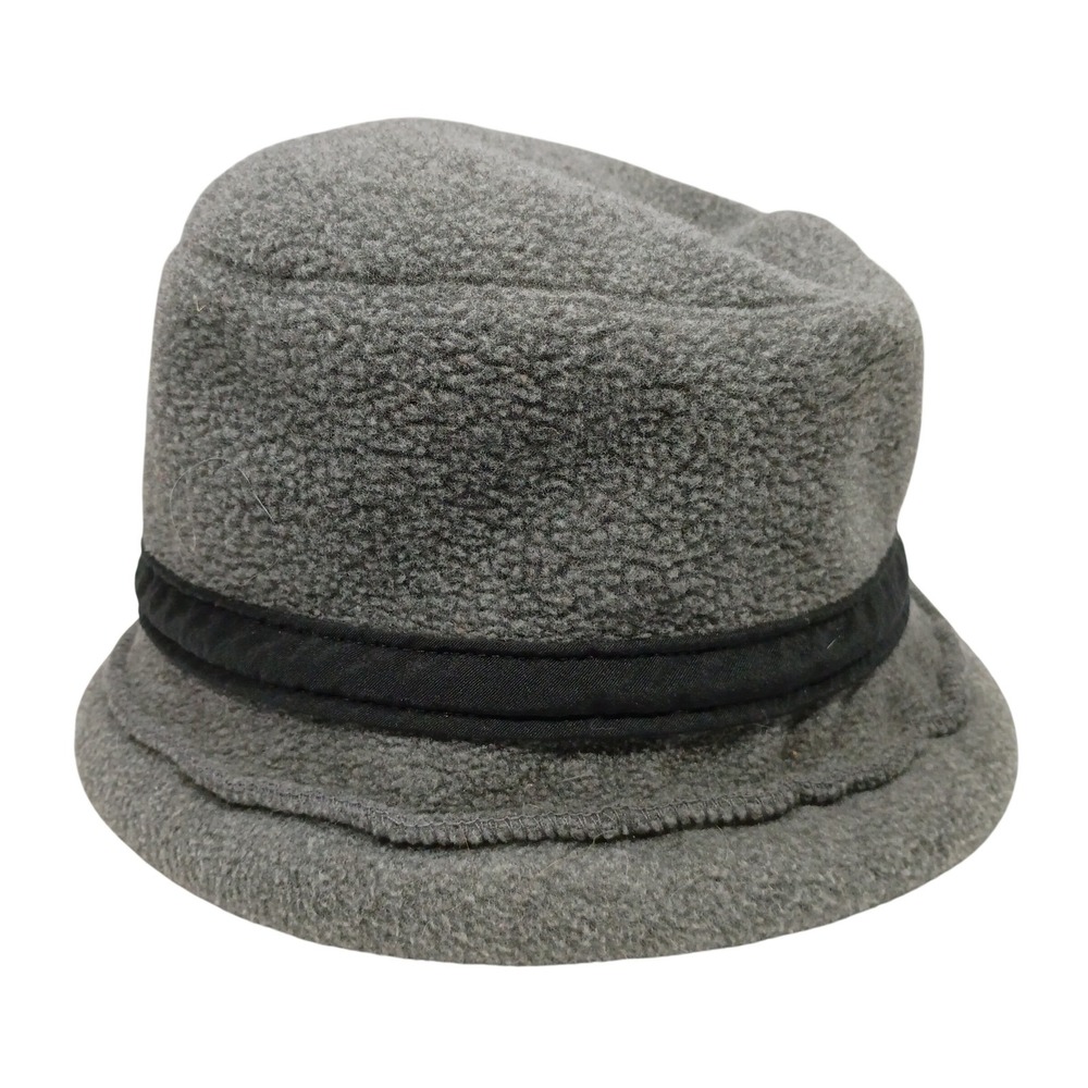 Lands' End Womens L/XL Gray Fleece Bucket Hat Cozy Casual Made USA EUC